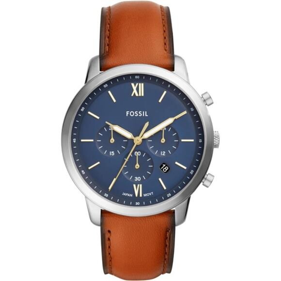 Men's Chronograph Watch with Stainless Steel Bracelet or Genuine Leather Band - Picture 1 of 7